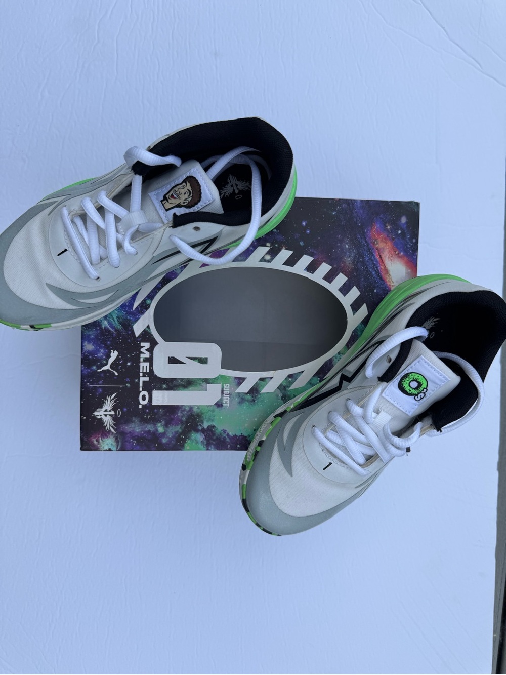 Puma LaMelo Ball Kids White and Green Sneakers